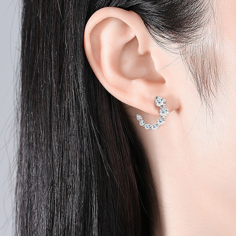 Moissanite Full-Pavé C-Shaped Stud Earrings – detail view 3