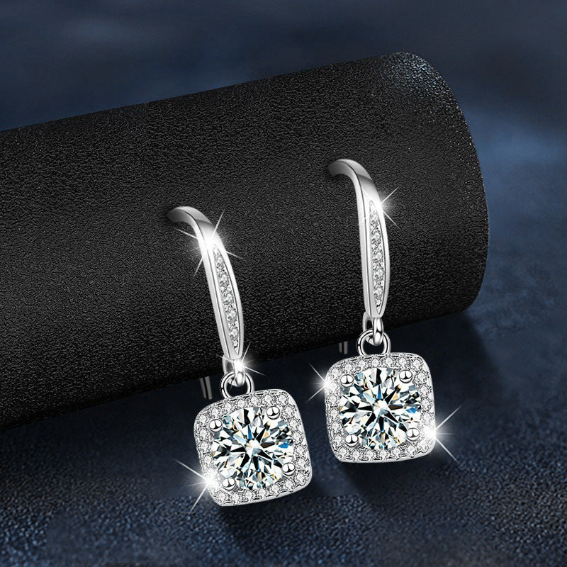 Sugar Cube Moissanite Drop Earrings – detail view 3