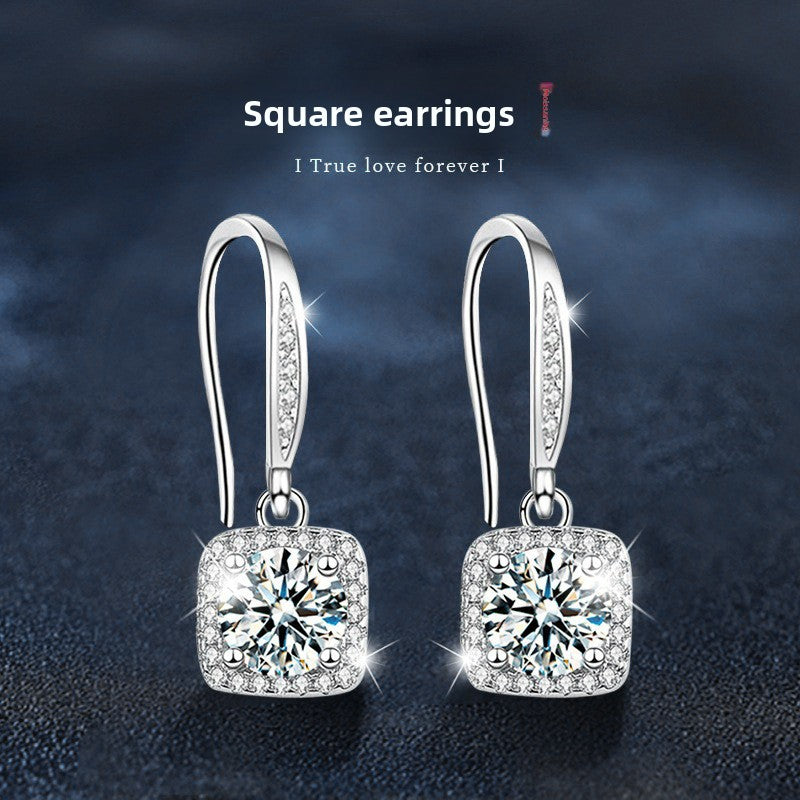Sugar Cube Moissanite Drop Earrings – image 4