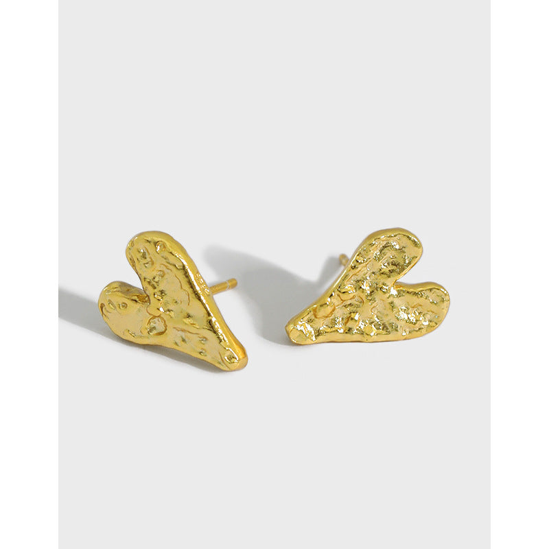 Molten Heart Stud Earrings