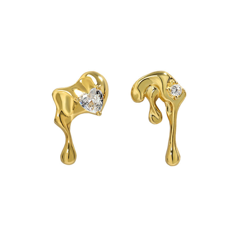 Molten Heart CZ Stud Earrings – image 6