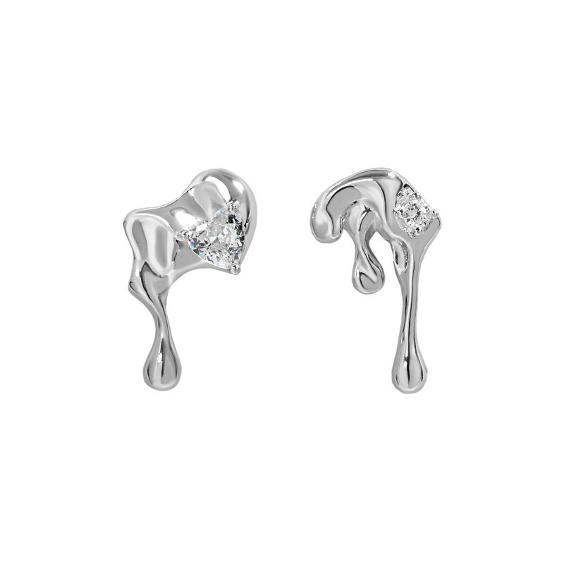 Molten Heart CZ Stud Earrings – image 7