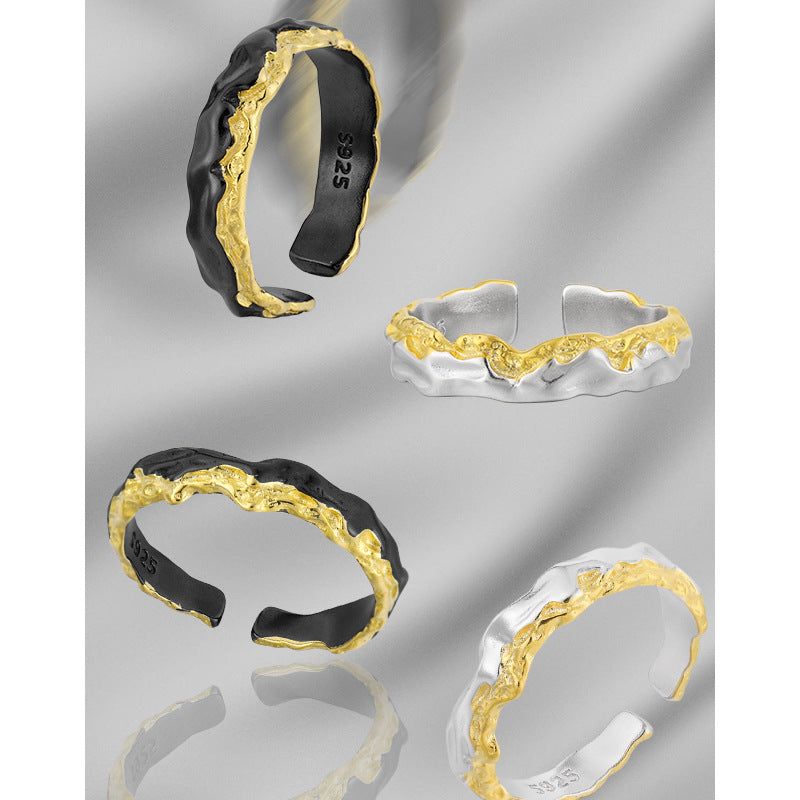 Molten Lava Two-Tone Open Ring – wholesale silver rings