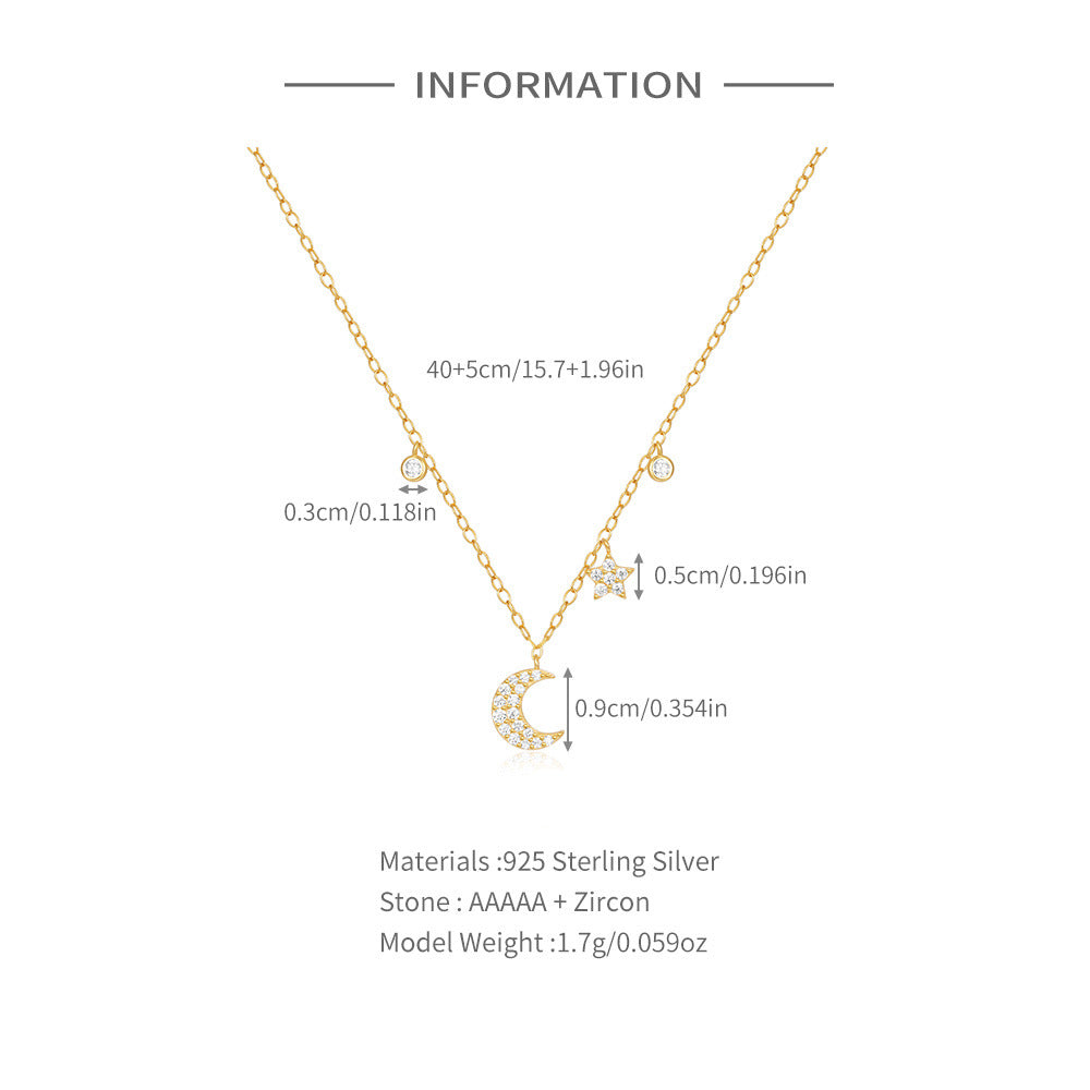 Celestial Moon Star CZ Charm Necklace – image 4