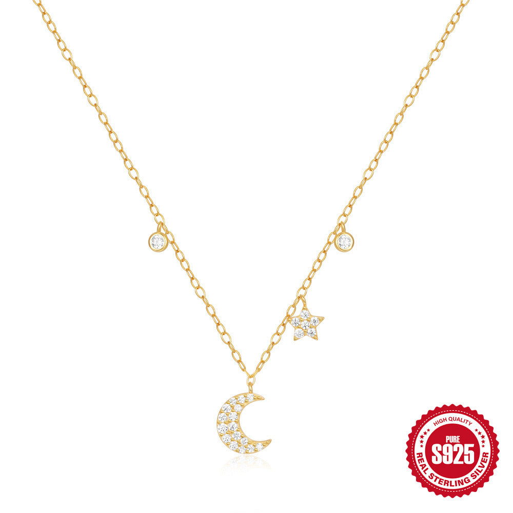Celestial Moon Star CZ Charm Necklace – image 5