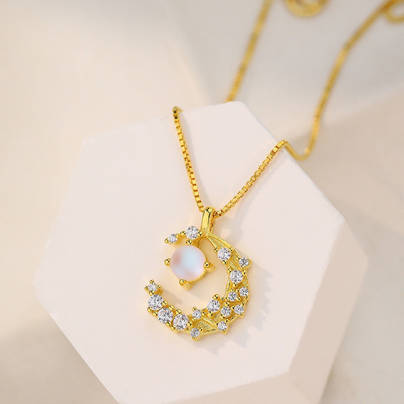 Moonstone and Zircon Collarbone Necklace – gemstone jewelry supplier