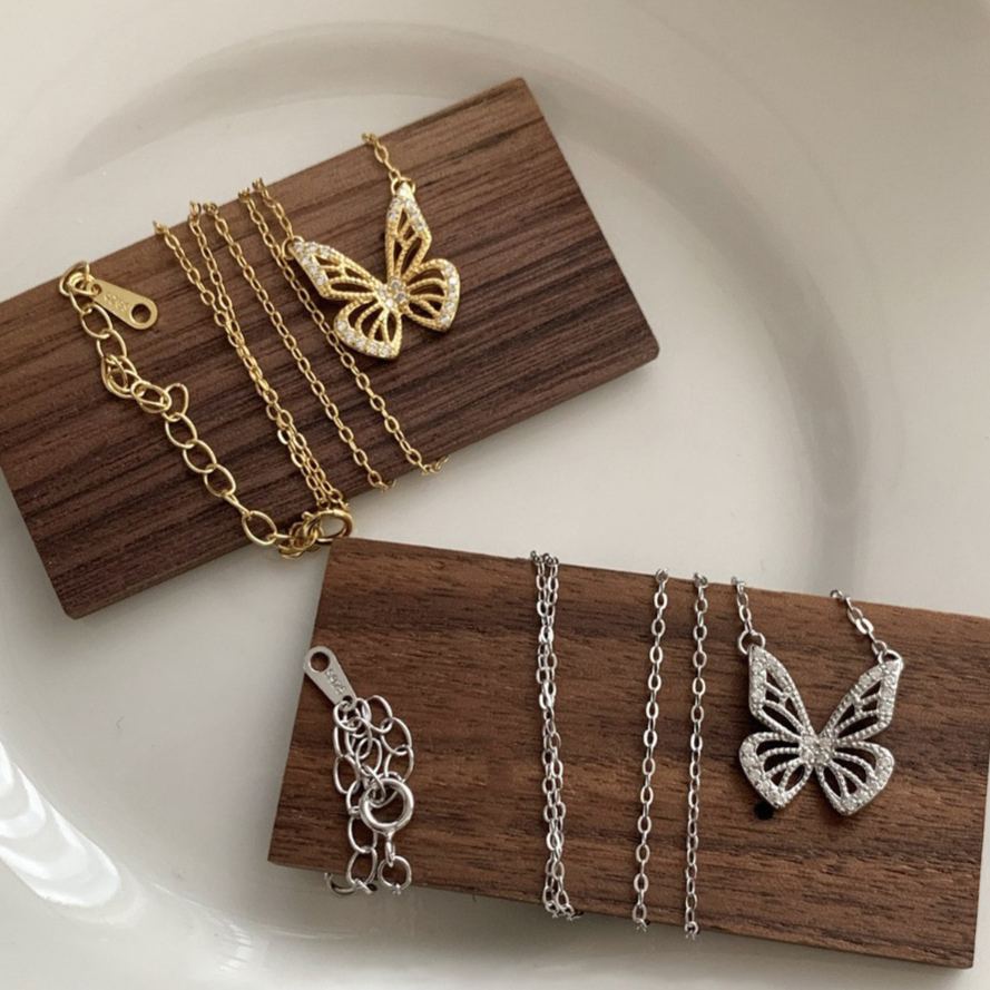 Micro-Set Zirconia Butterfly Necklace