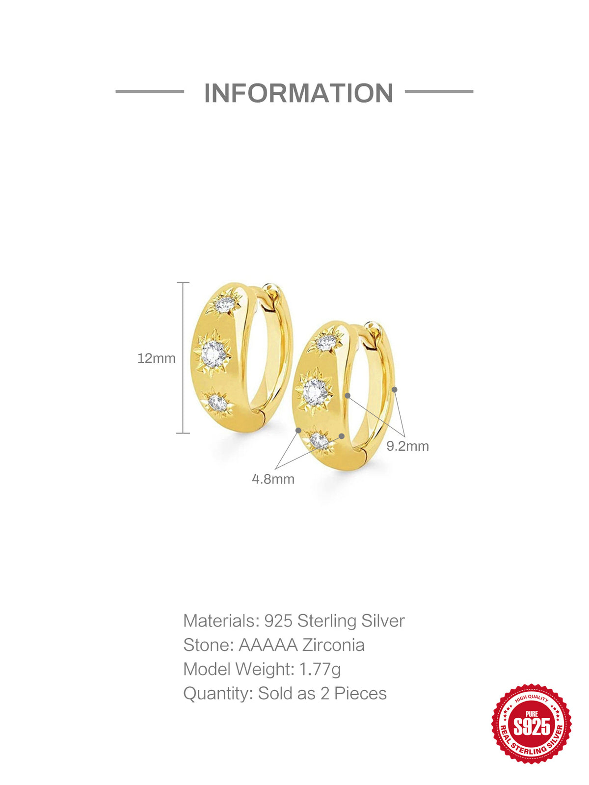 Octagonal Star Textured Hoop Earrings – image 6