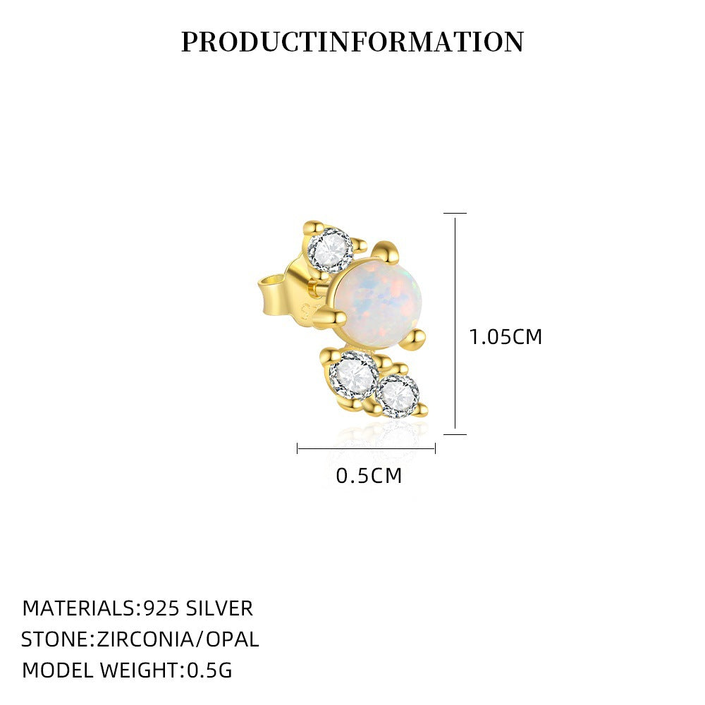 Opal and Zircon Stud Earrings – image 6