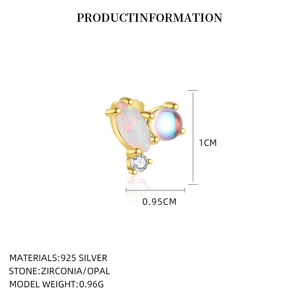 Opal and Zircon Stud Earrings – image 7