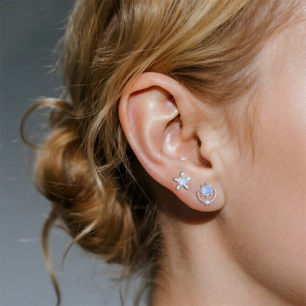 Opal Star Stud Earrings – detail view 3