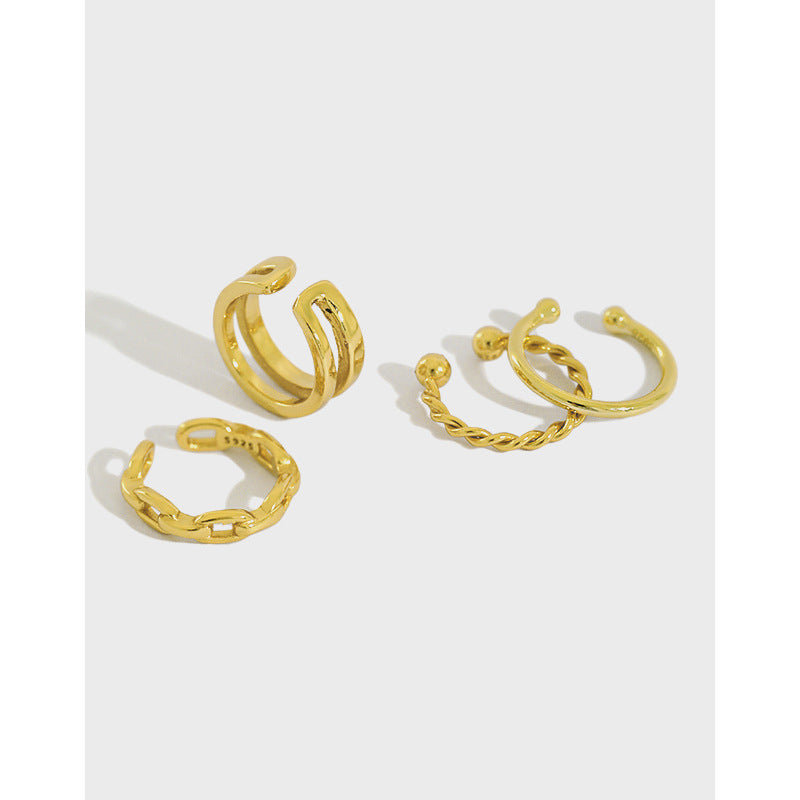 Modern Assorted Open Ear Cuffs, Gold Plated