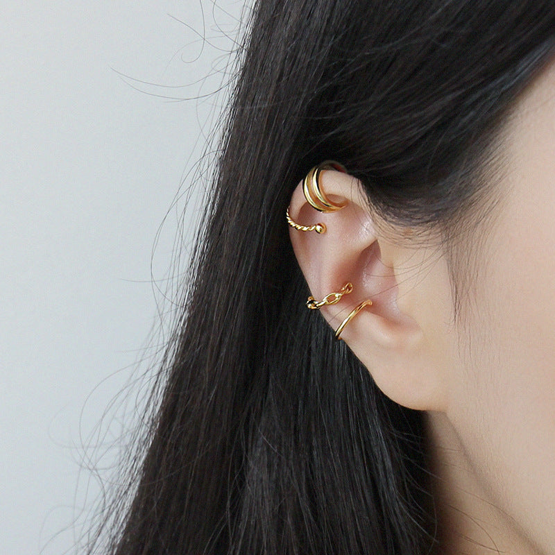 Modern Assorted Open Ear Cuffs, Gold Plated – detail view 3