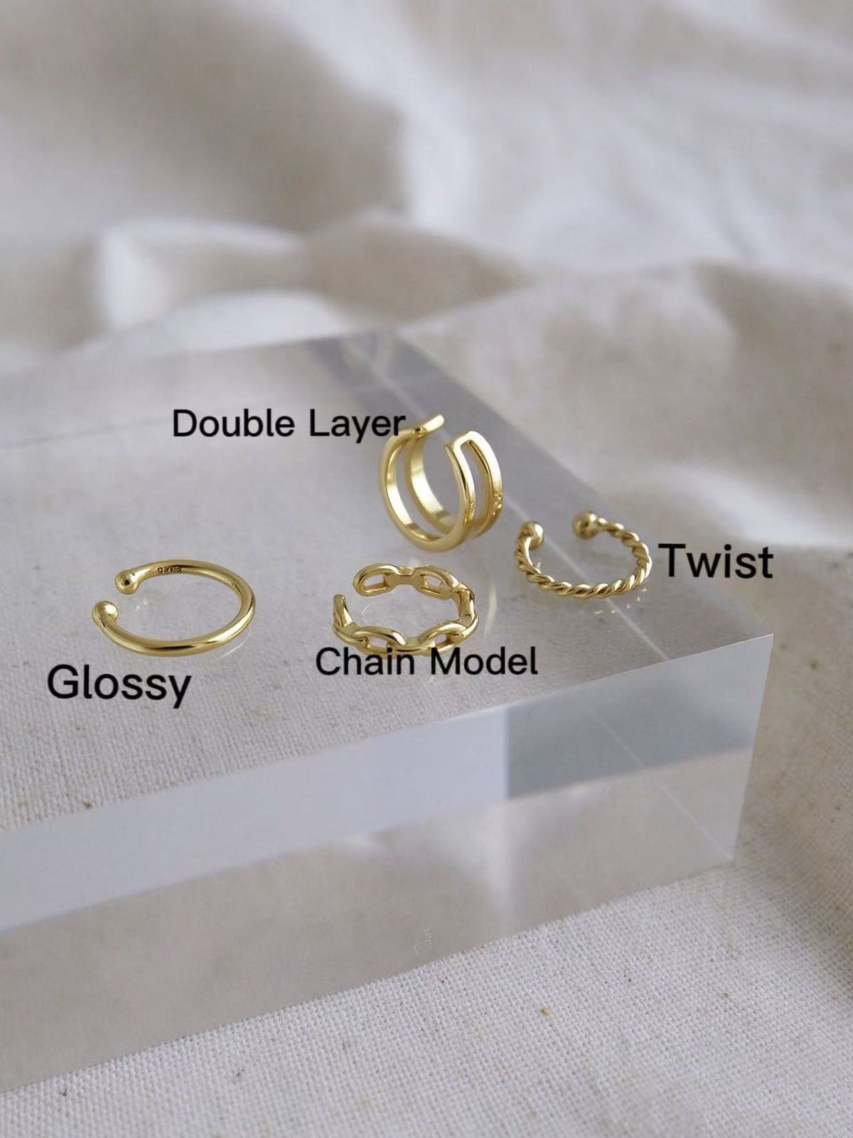 Modern Assorted Open Ear Cuffs, Gold Plated – image 7