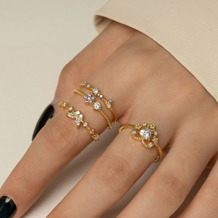Open Ring with Sparkling Zirconia – wholesale silver rings