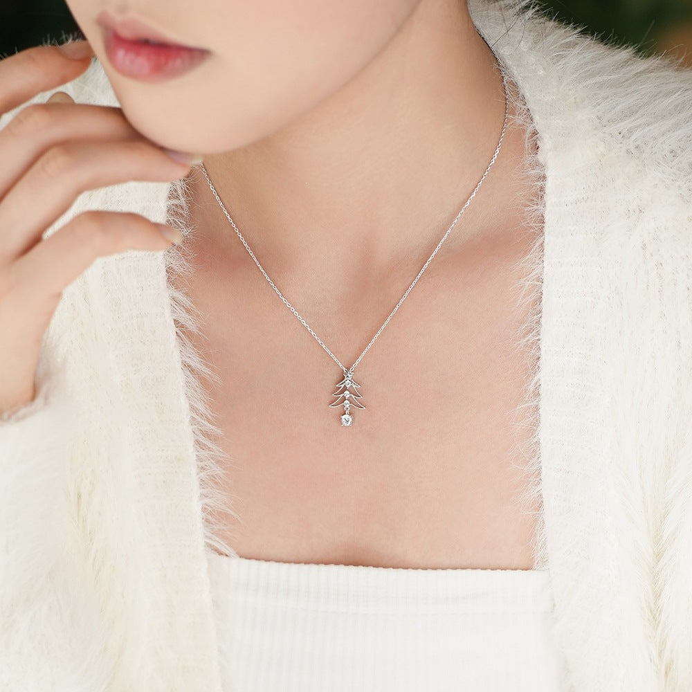 Openwork Christmas Tree Zircon Necklace – wholesale silver necklaces