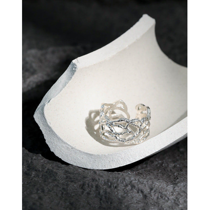 Organic Openwork Woven Ring – wholesale silver rings
