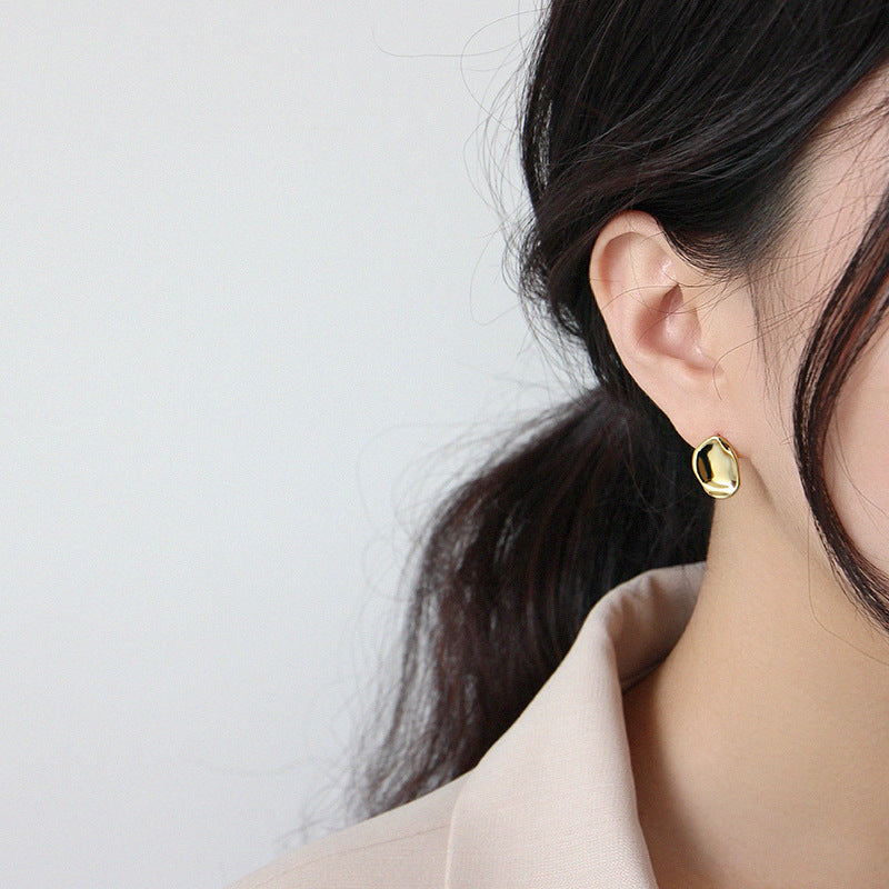 Organic Molten Stud Earrings – image 5