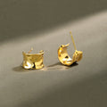 Organic Molten Wide Stud Earrings