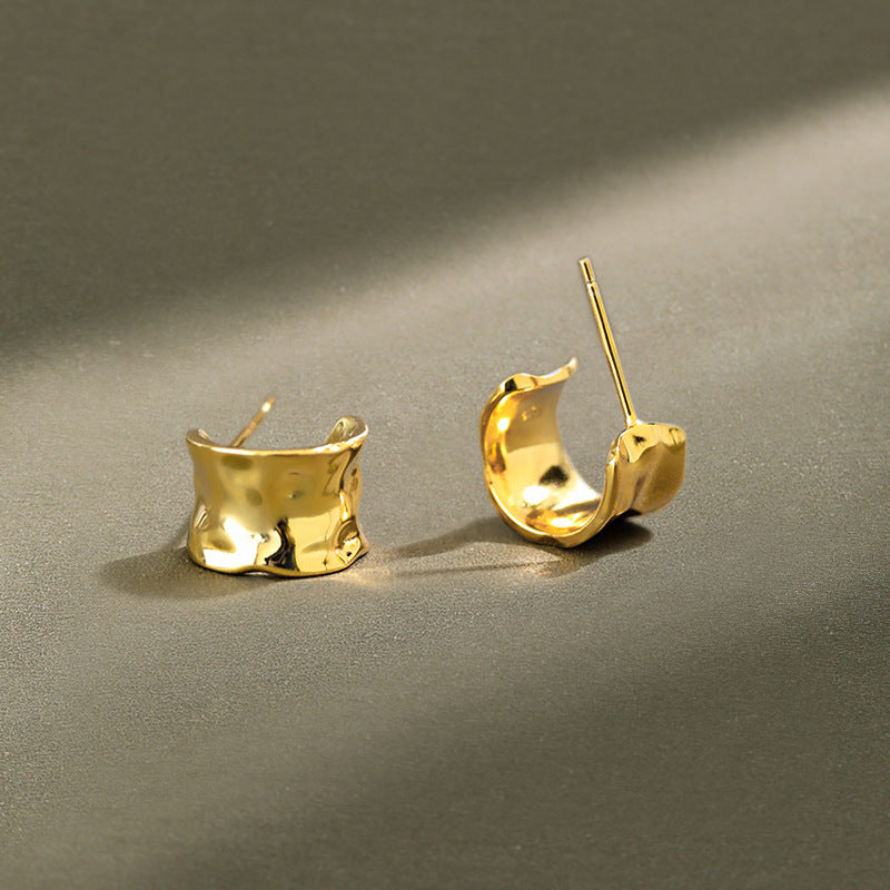 Organic Molten Wide Stud Earrings