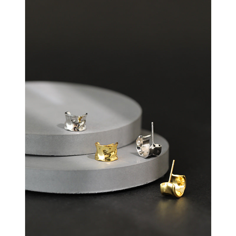 Organic Molten Wide Stud Earrings – stud earrings in bulk