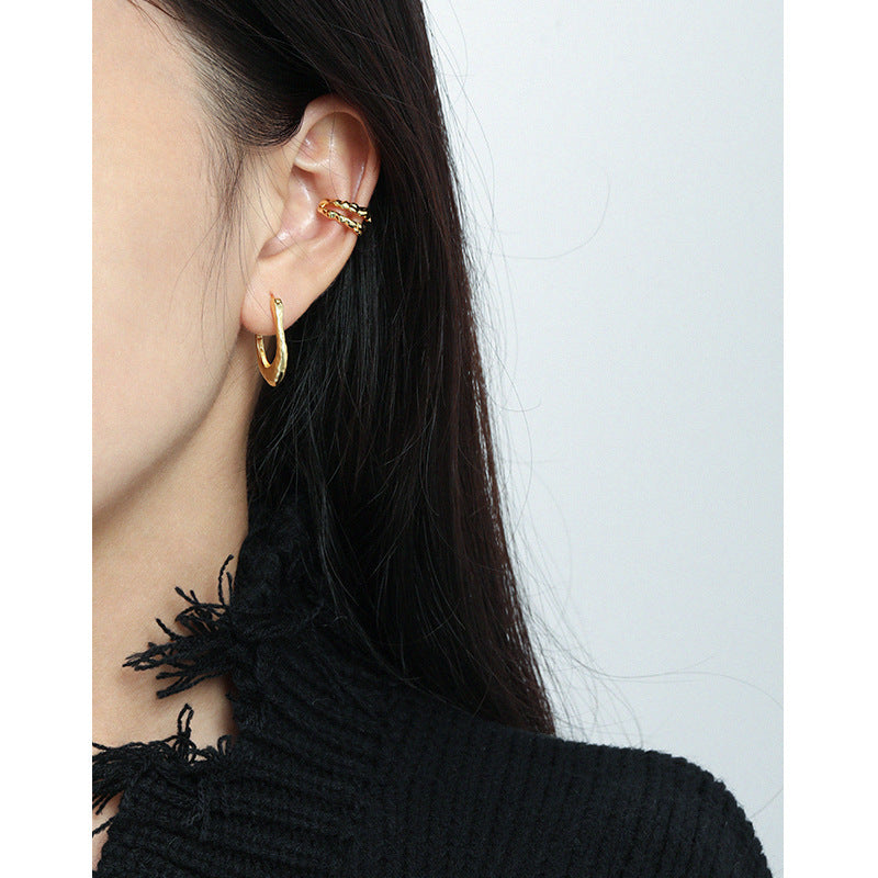 Organic Teardrop Hoop Earrings YCE1001 – detail view 3