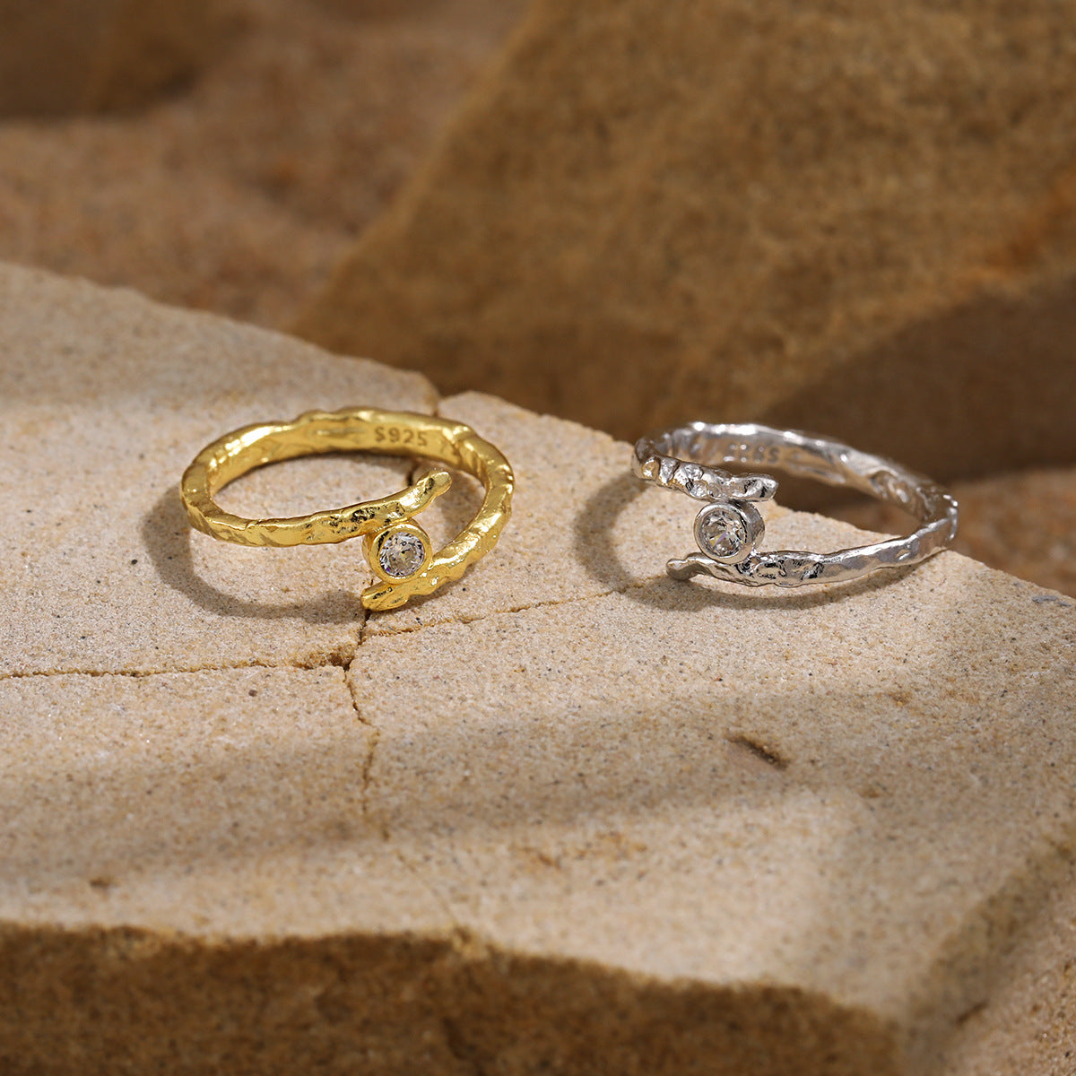 Organic Textured Solitaire Wrap Ring