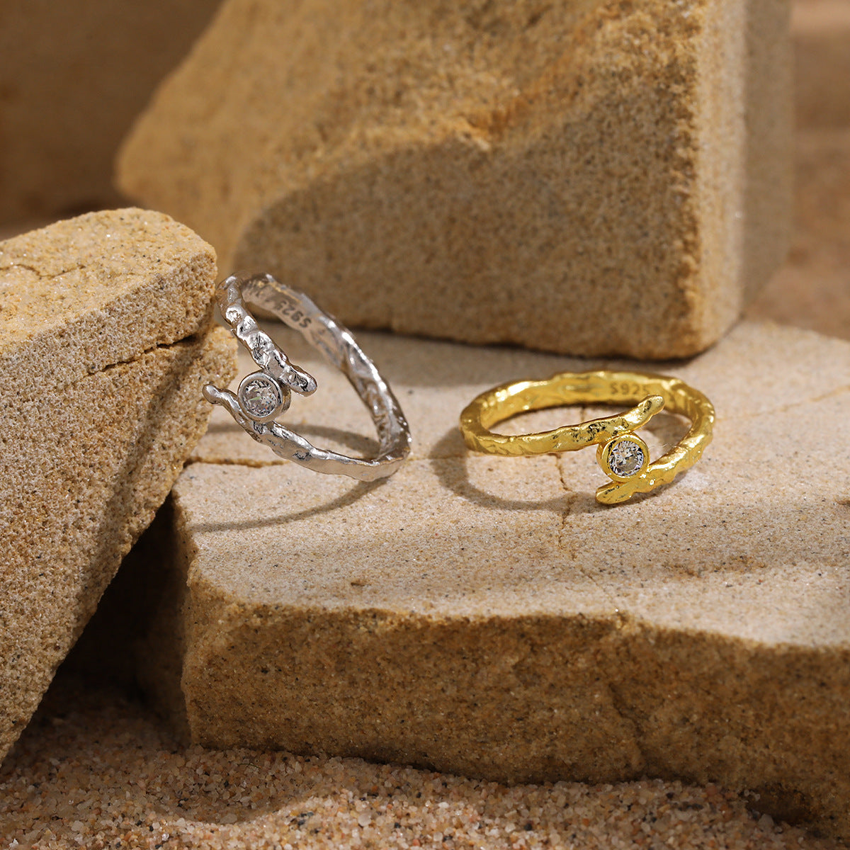 Organic Textured Solitaire Wrap Ring – wholesale silver rings