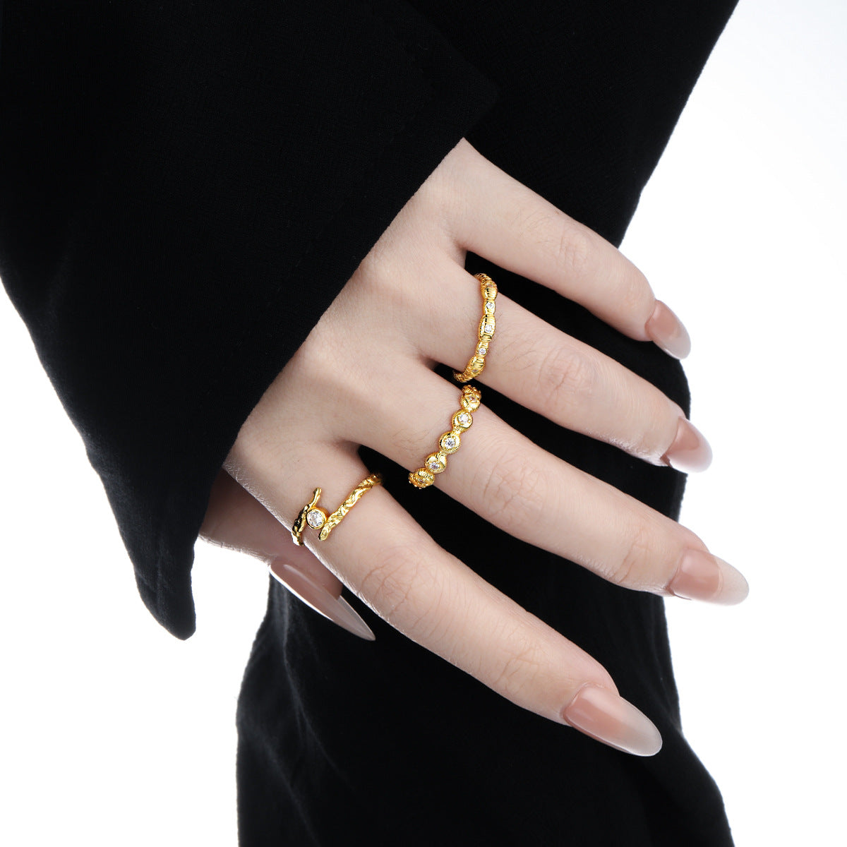 Organic Textured Solitaire Wrap Ring – image 4