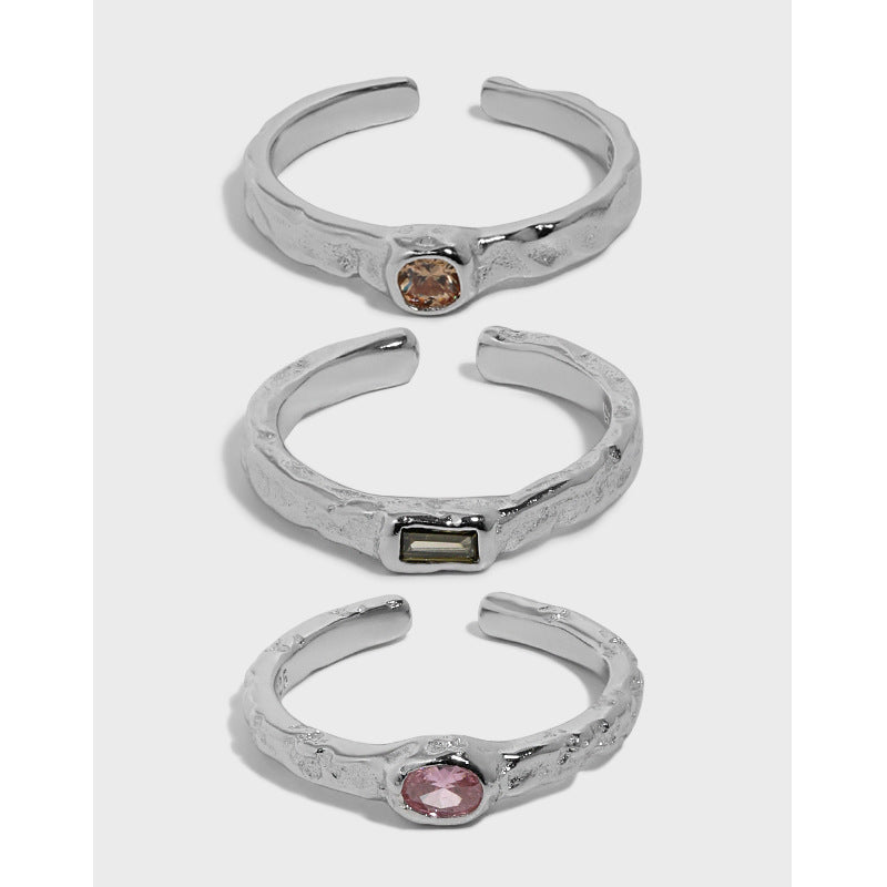 Organic Textured Zircon Open Ring