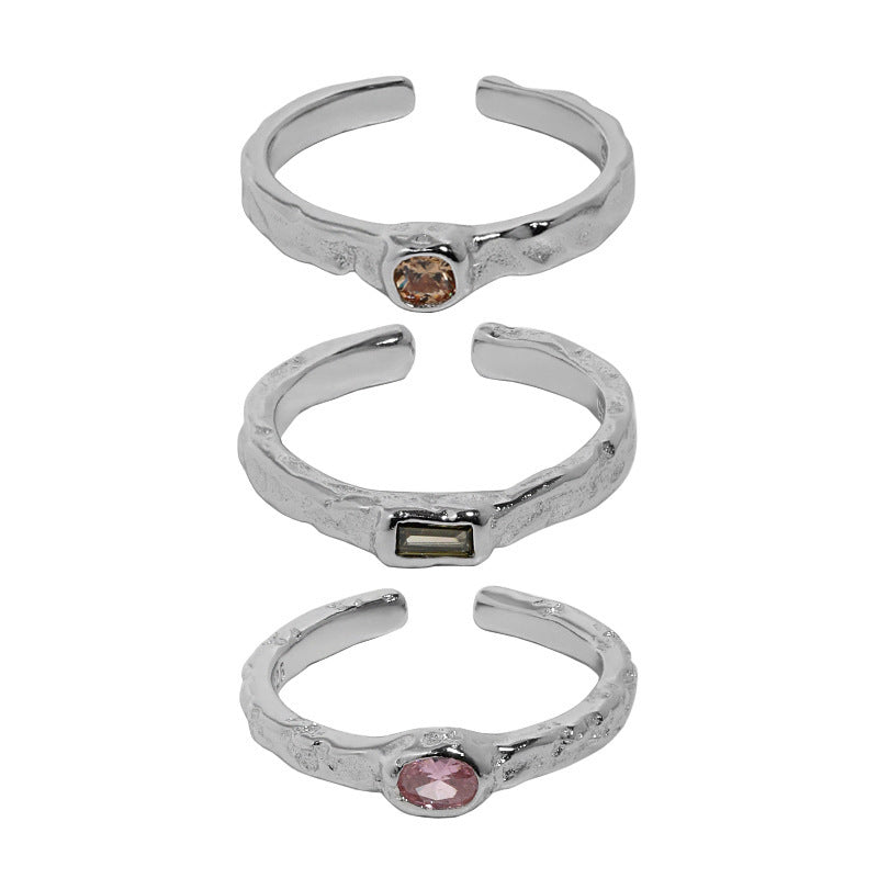 Organic Textured Zircon Open Ring – image 5