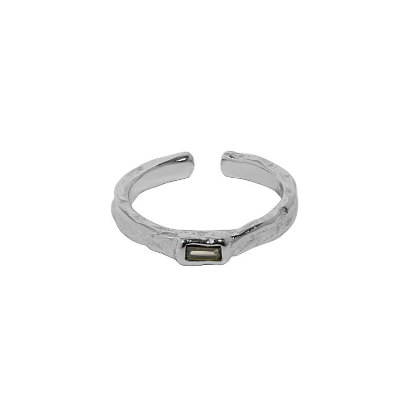Organic Textured Zircon Open Ring – image 7