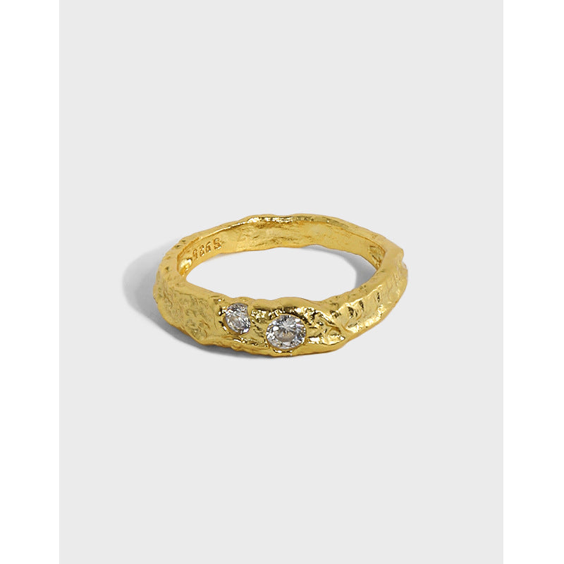 Organic Two-Stone Textured Ring