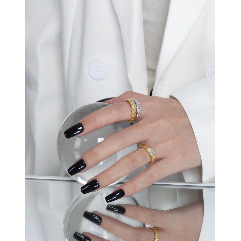Organic Two-Stone Textured Ring – detail view 3