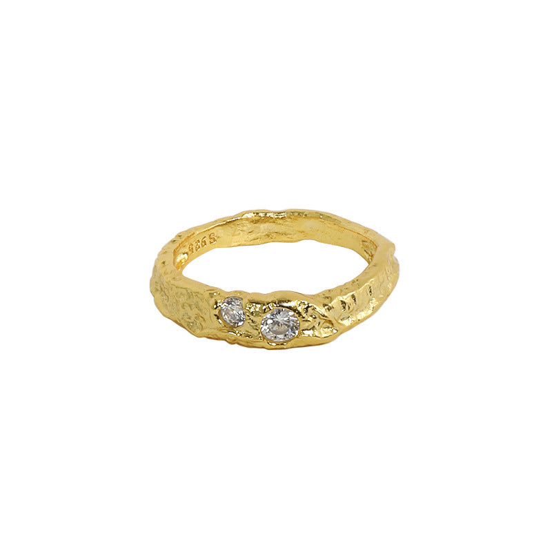 Organic Two-Stone Textured Ring – image 6