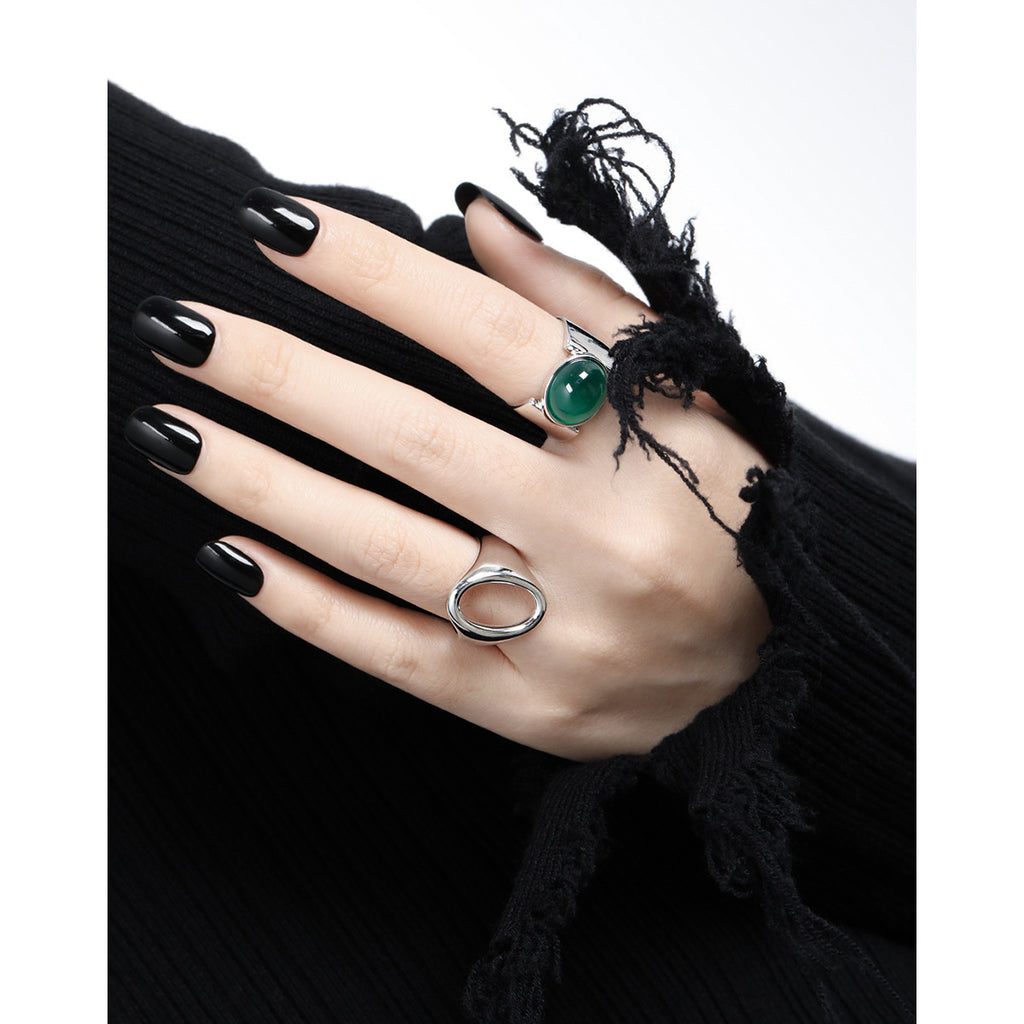 Oval Agate Bezel Set Wide Open Ring – gemstone jewelry supplier