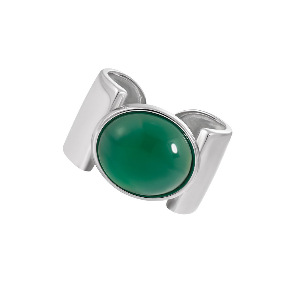 Oval Agate Bezel Set Wide Open Ring – image 6