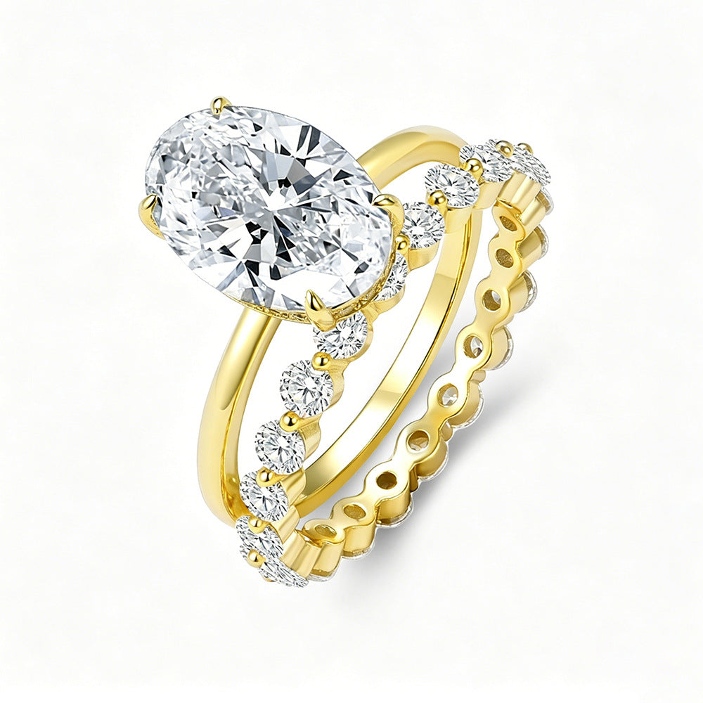 Oval Solitaire CZ Wedding Ring Set – jewellery set wholesale