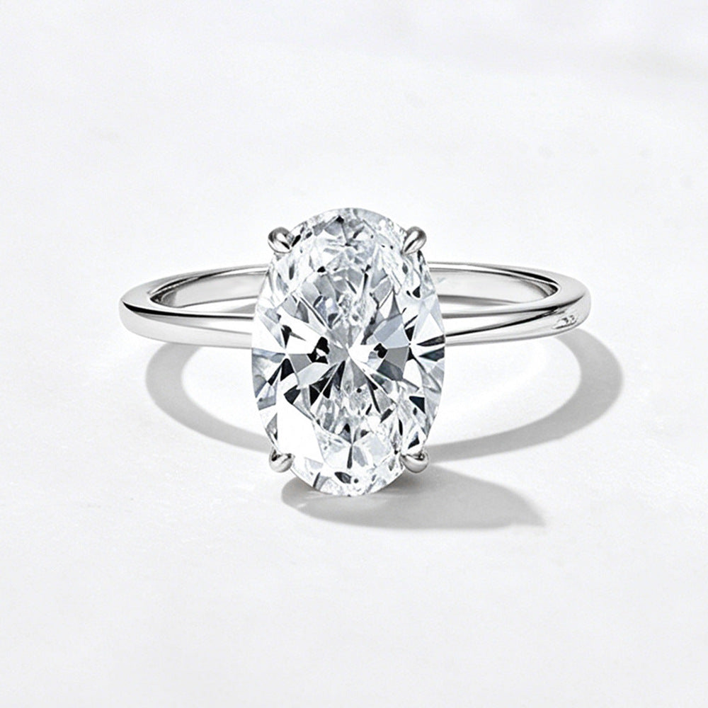 Oval Solitaire CZ Wedding Ring Set – image 8