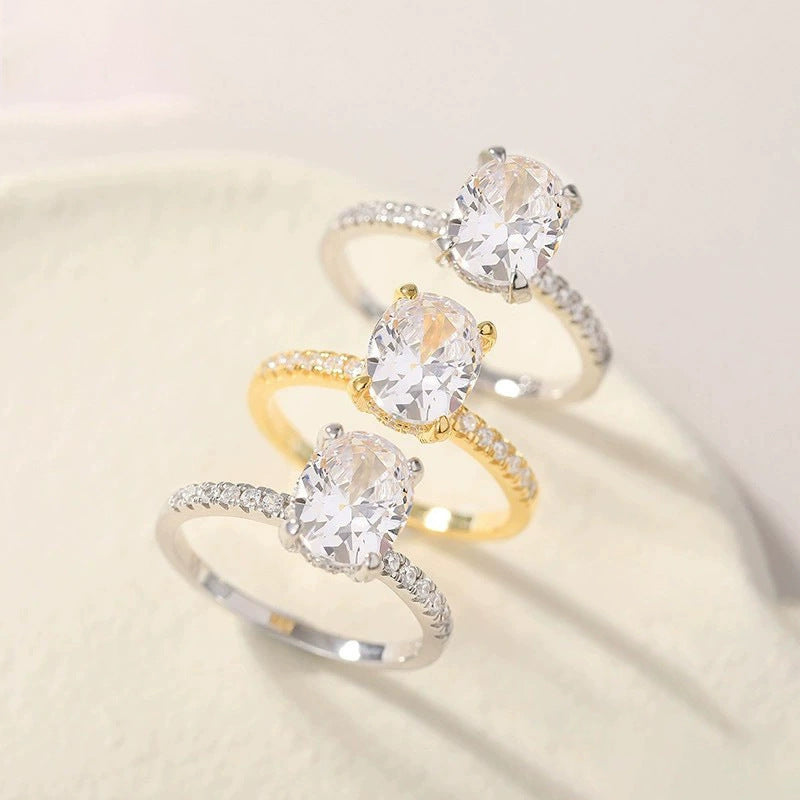 Oval Cut CZ Pave Band Ring – wholesale silver rings