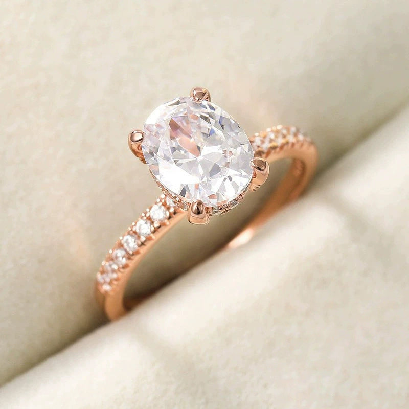 Oval Cut CZ Pave Band Ring – detail view 3