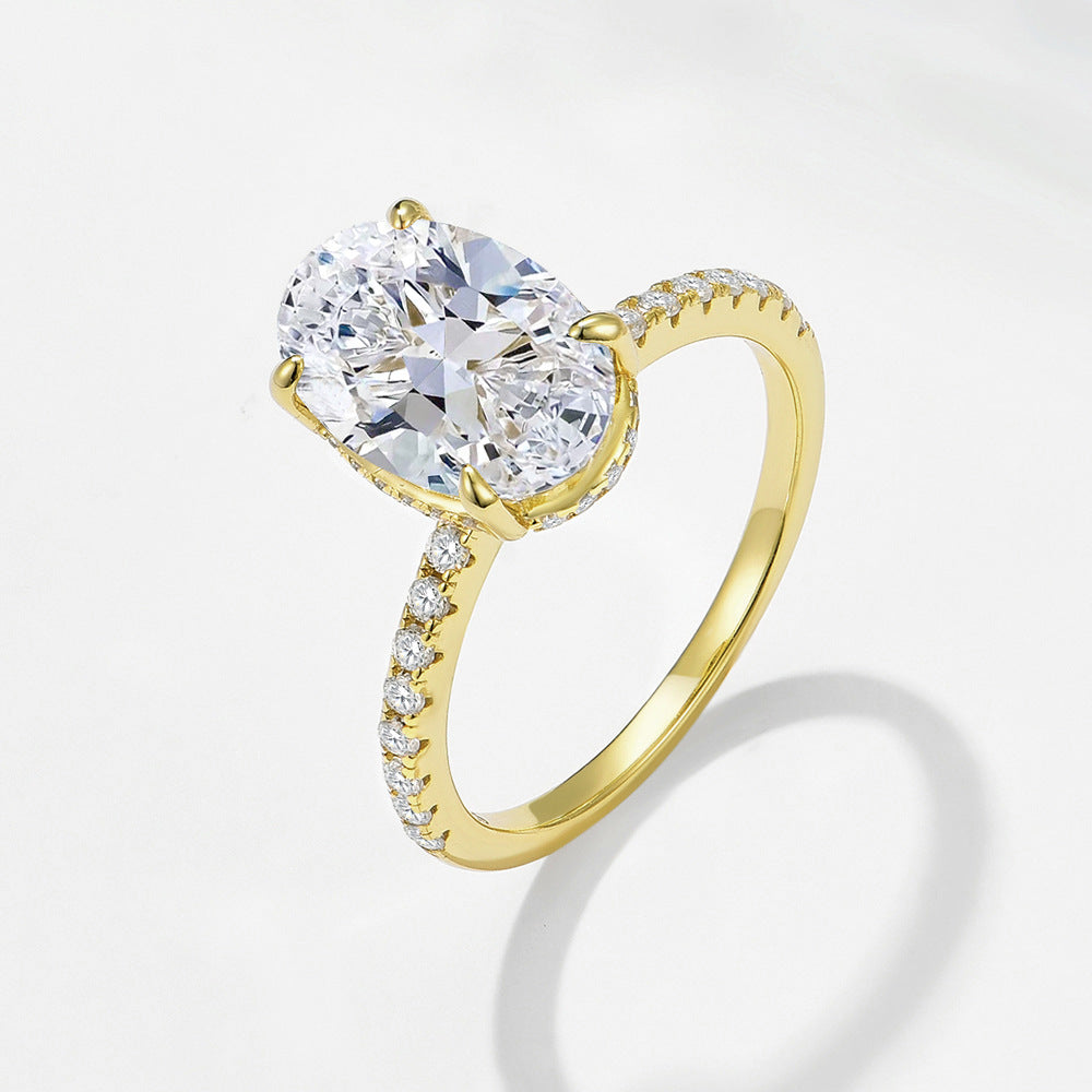 Oval CZ Pave Solitaire Ring 8x12mm – detail view 3