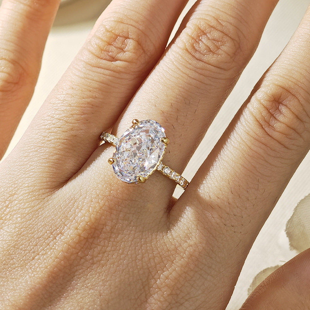 Oval CZ Pave Solitaire Ring 8x12mm – image 4