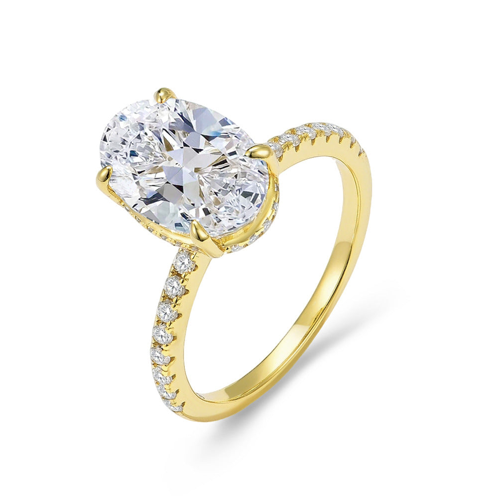 Oval CZ Pave Solitaire Ring 8x12mm – image 5
