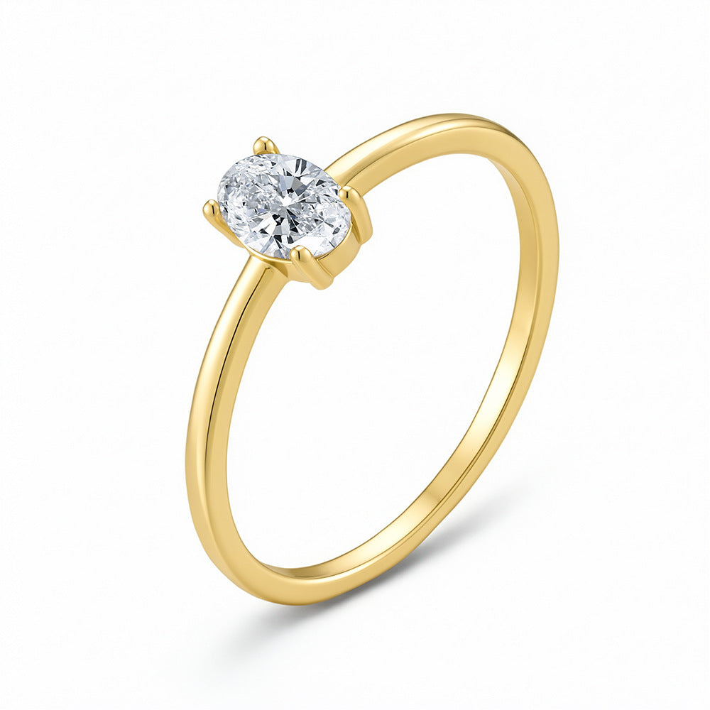 Classic Oval CZ Solitaire Ring