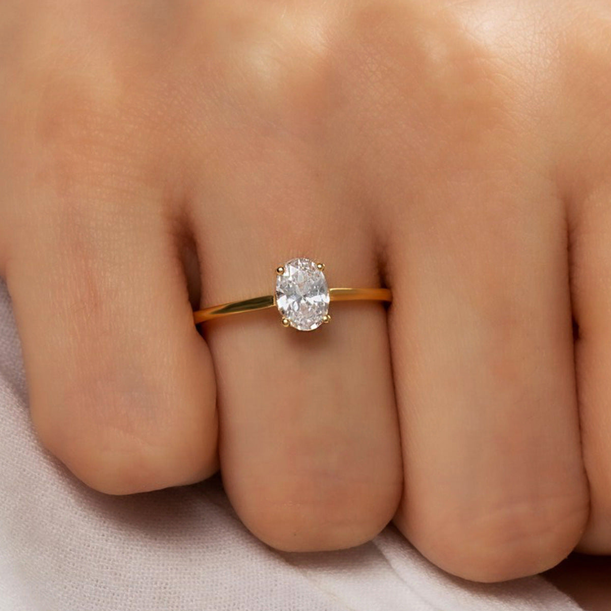 Classic Oval CZ Solitaire Ring – image 5