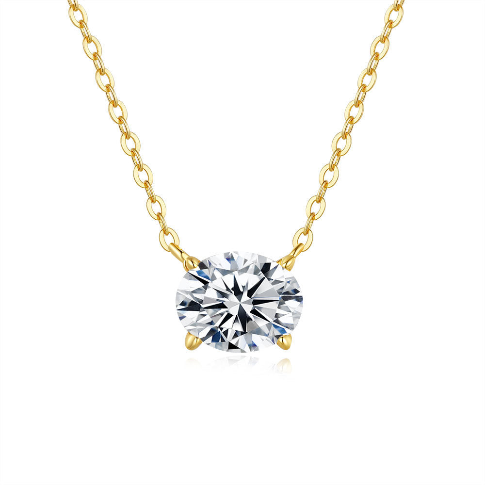 Oval Moissanite East West Necklace