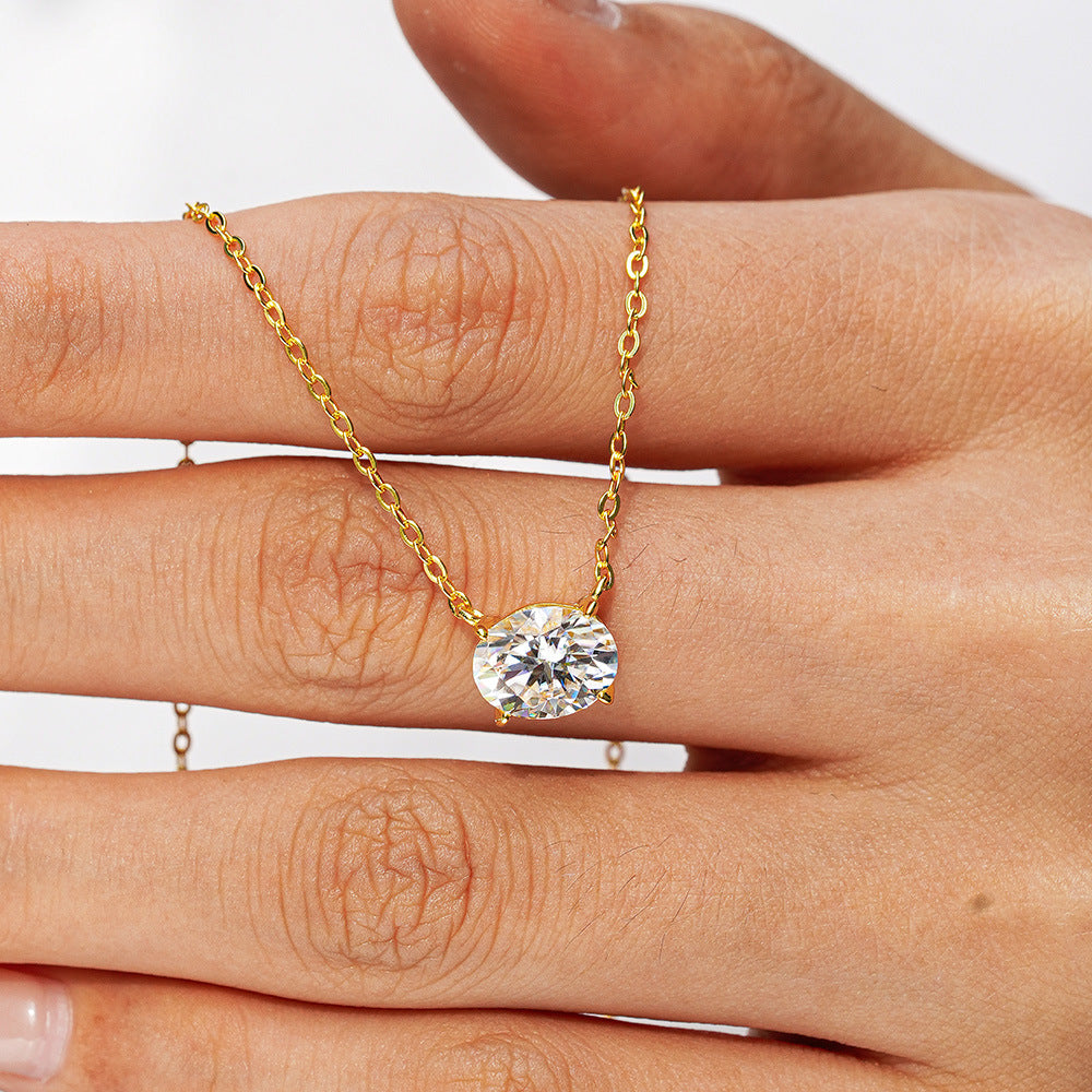 Oval Moissanite East West Necklace – image 4