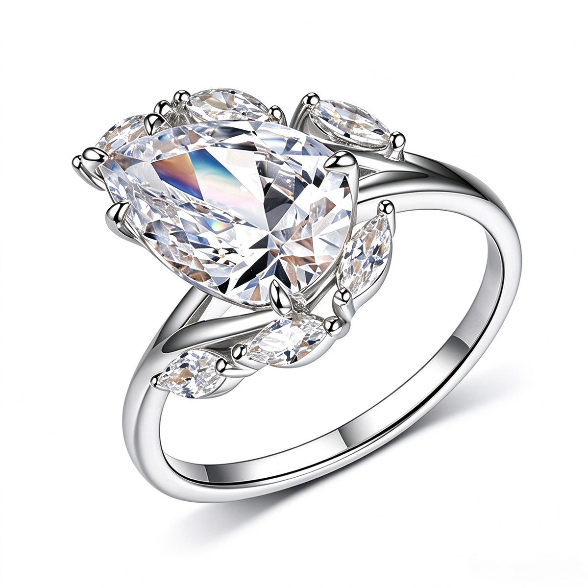 Oval Moissanite Marquise Accent Ring