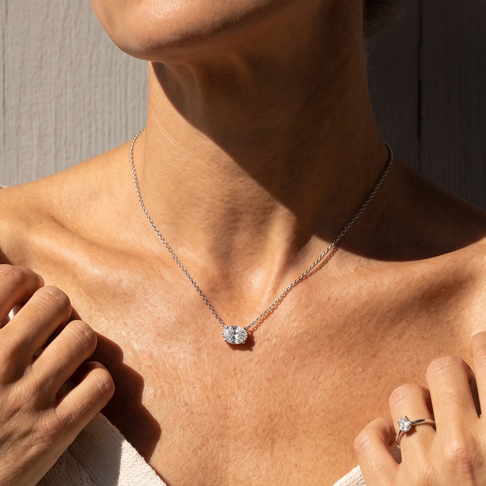 Oval Cut Moissanite Solitaire Necklace